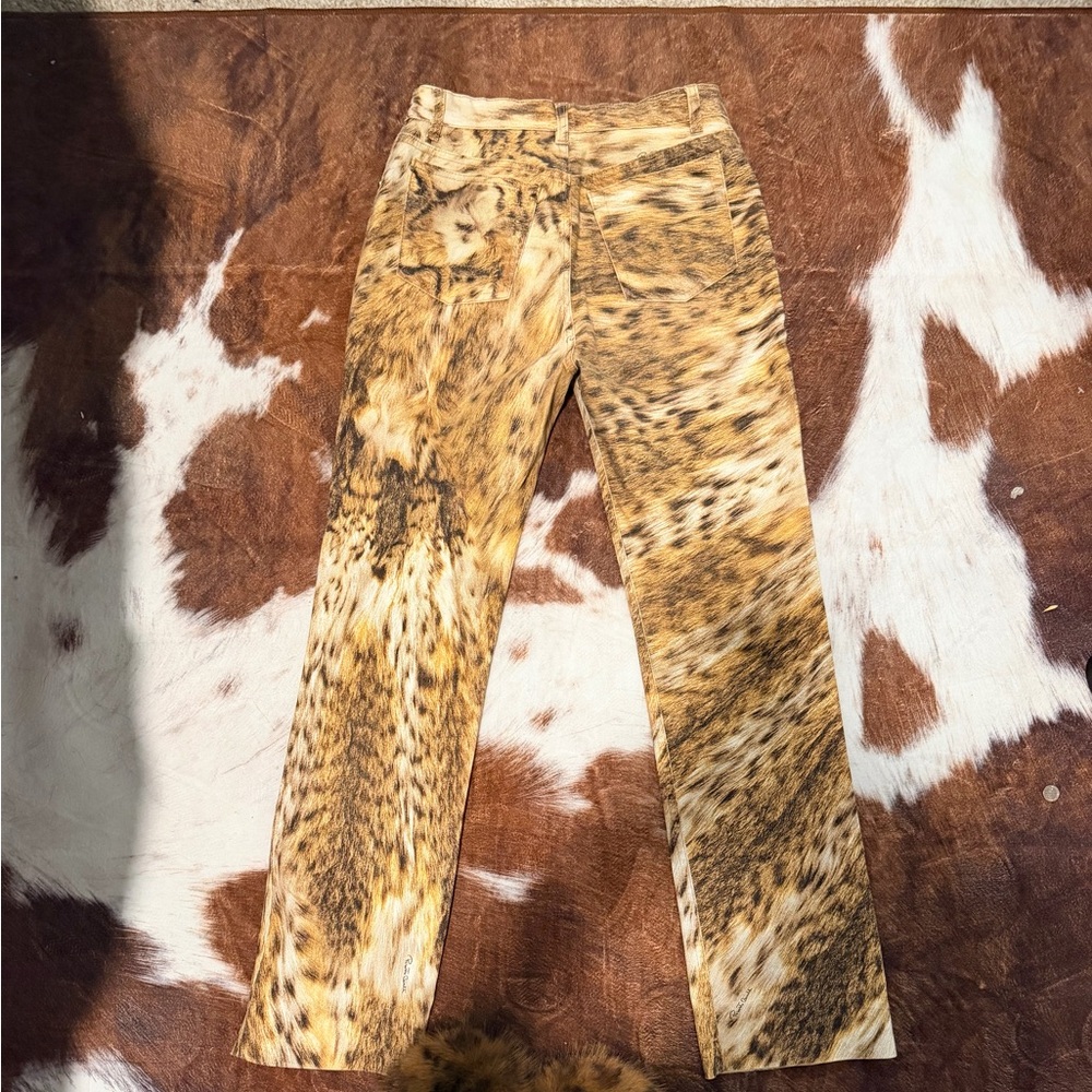 Leopard Print Straight Leg Pants - Tan Brown - Picture 2 of 6